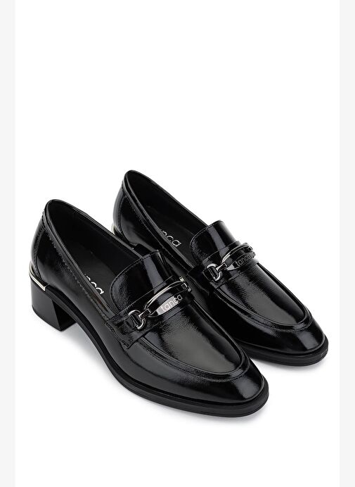 Tamer Tanca Kadın Hakiki Deri Siyah Rugan Makosen Ayakkabı - Görsel 3