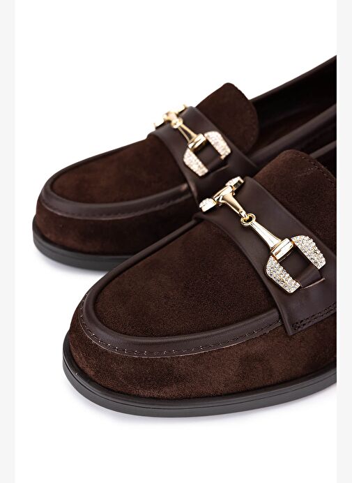 Tamer Tanca Kadın Hakiki Deri Kahverengi Makosen Ayakkabı - Görsel 4