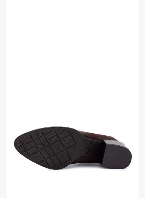 Tamer Tanca Kadın Hakiki Deri Kahverengi Nubuk Topuklu Bot - Görsel 5