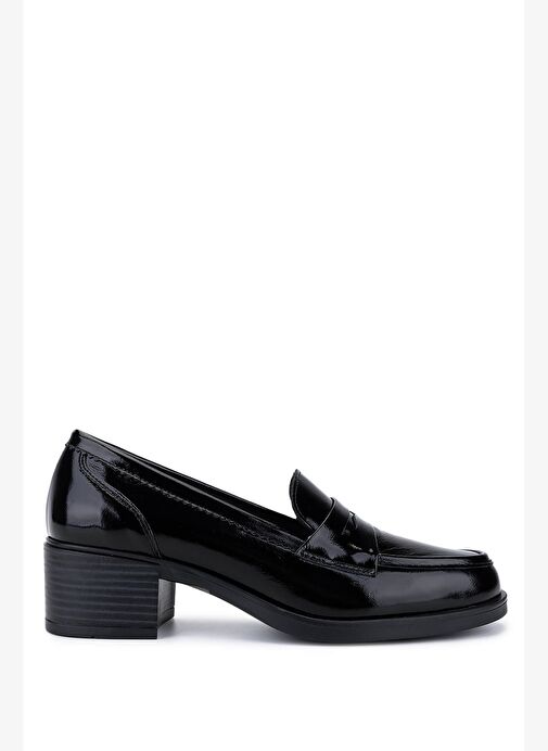 Tamer Tanca Kadın Hakiki Deri Siyah Rugan Makosen Ayakkabı - Görsel 2