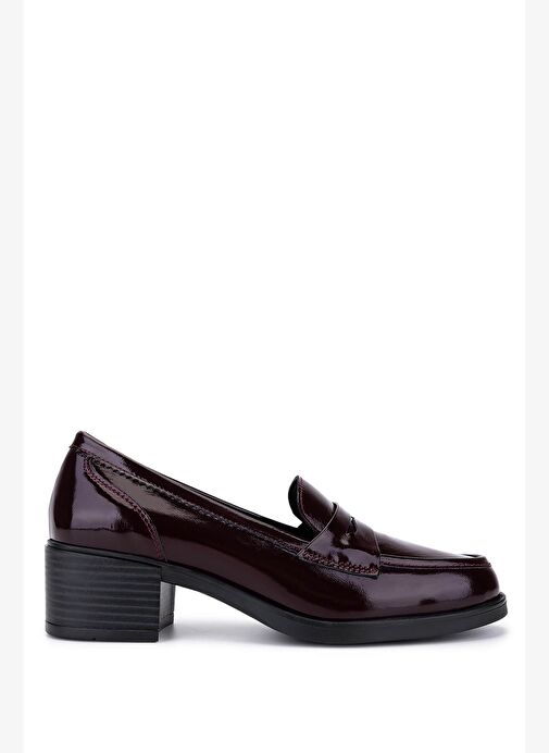 Tamer Tanca Kadın Hakiki Deri Bordo Rugan Makosen Ayakkabı - Görsel 2