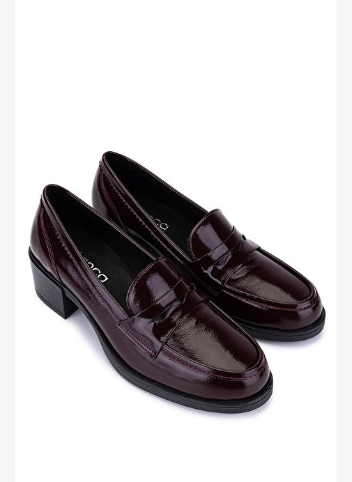 Tamer Tanca Kadın Hakiki Deri Bordo Rugan Makosen Ayakkabı - Görsel 3