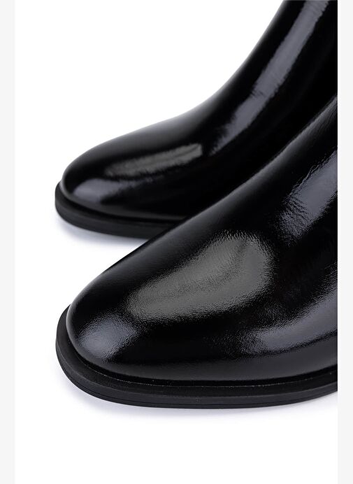 Tamer Tanca Kadın Hakiki Deri Siyah Rugan Topuklu Bot - Görsel 4