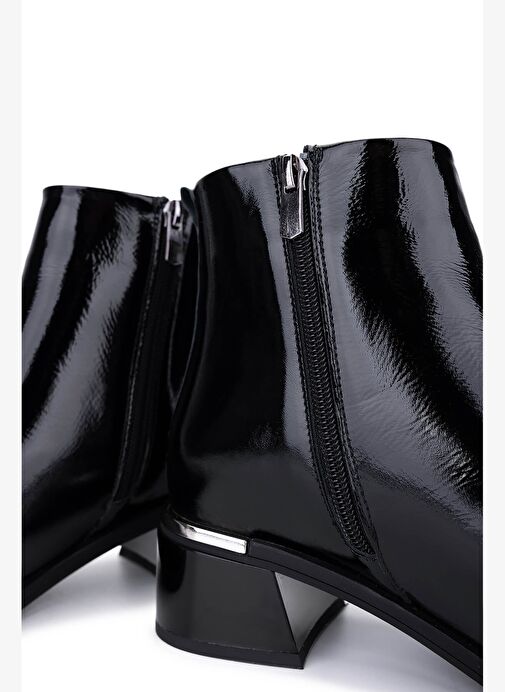 Tamer Tanca Kadın Hakiki Deri Siyah Rugan Topuklu Bot - Görsel 6