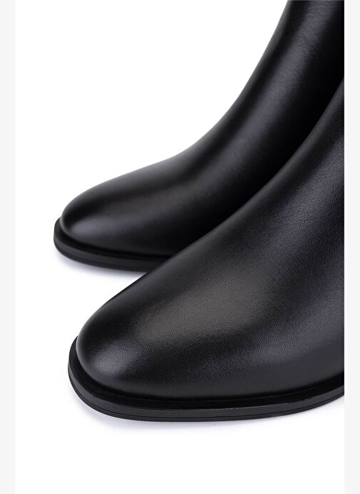 Tamer Tanca Kadın Hakiki Deri Siyah Deri Topuklu Bot - Görsel 4