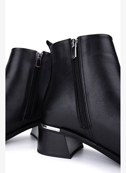 Tamer Tanca Kadın Hakiki Deri Siyah Deri Topuklu Bot - Görsel 6