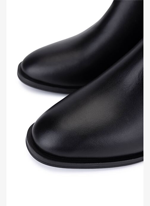 Tamer Tanca Kadın Hakiki Deri Siyah Topuklu Bot - Görsel 4