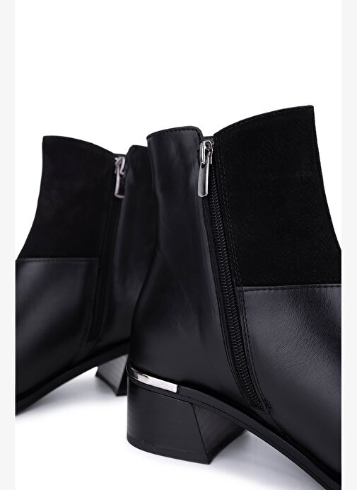 Tamer Tanca Kadın Hakiki Deri Siyah Topuklu Bot - Görsel 6