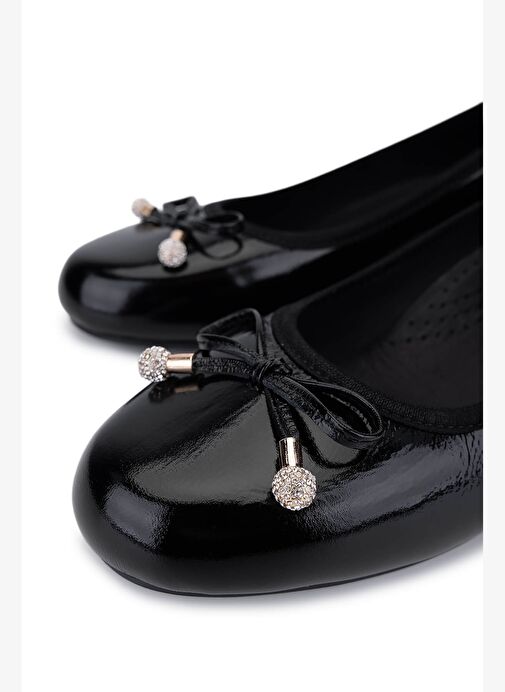 Tamer Tanca Kadın Hakiki Deri Siyah Rugan Comfort Ayakkabı - Görsel 4