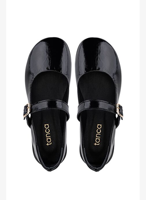 Tamer Tanca Kadın Hakiki Deri Siyah Rugan Comfort Ayakkabı - Görsel 6