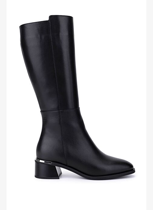 Tamer Tanca Kadın Hakiki Deri Siyah Topuklu Çizme - Görsel 2