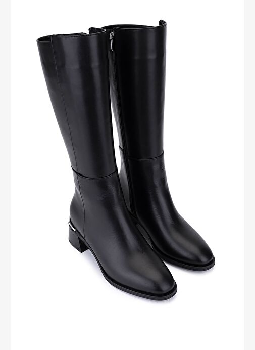 Tamer Tanca Kadın Hakiki Deri Siyah Topuklu Çizme - Görsel 3
