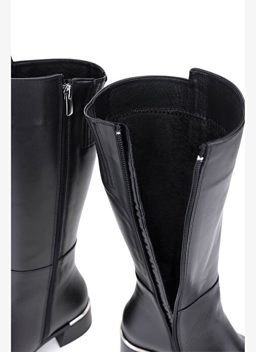 Tamer Tanca Kadın Hakiki Deri Siyah Topuklu Çizme - Görsel 6