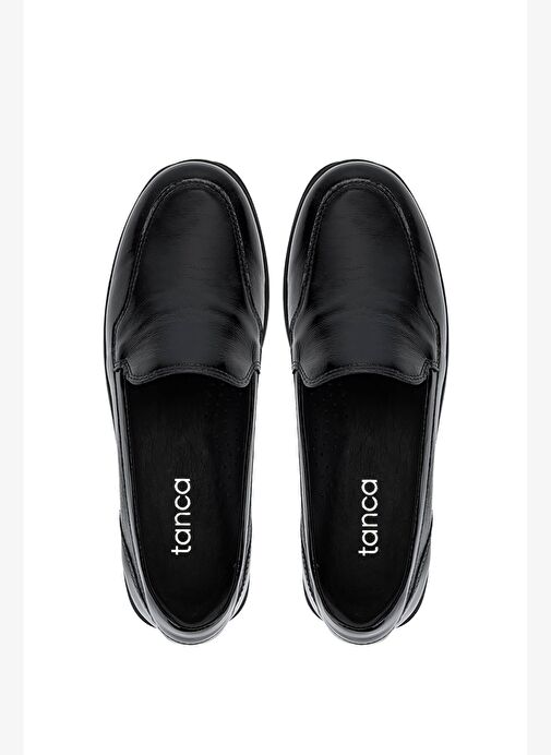 Tamer Tanca Kadın Hakiki Deri Siyah Rugan Comfort Ayakkabı - Görsel 6