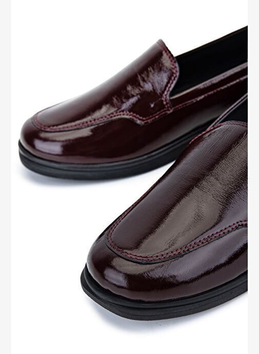 Tamer Tanca Kadın Hakiki Deri Bordo Rugan Comfort Ayakkabı - Görsel 5