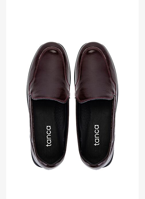 Tamer Tanca Kadın Hakiki Deri Bordo Rugan Comfort Ayakkabı - Görsel 6