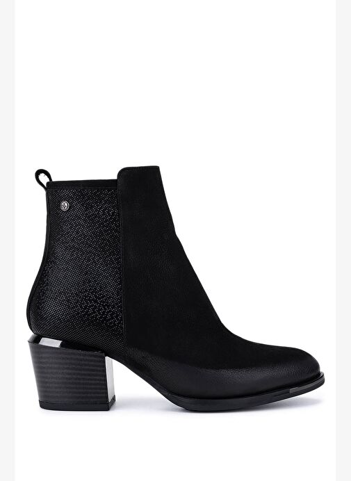 Tamer Tanca Kadın Siyah Nubuk Topuklu Bot - Görsel 2