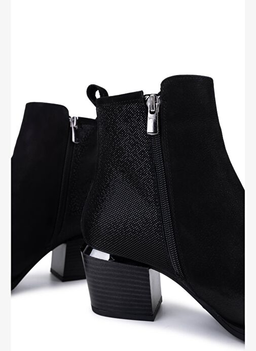 Tamer Tanca Kadın Siyah Nubuk Topuklu Bot - Görsel 6