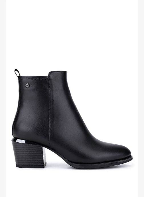 Tamer Tanca Kadın Siyah Deri Topuklu Bot - Görsel 2