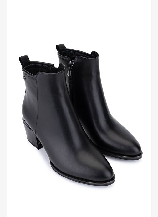 Tamer Tanca Kadın Siyah Deri Topuklu Bot - Görsel 3