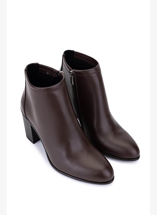 Tamer Tanca Kadın Hakiki Deri Kahverengi Topuklu Bot - Görsel 3