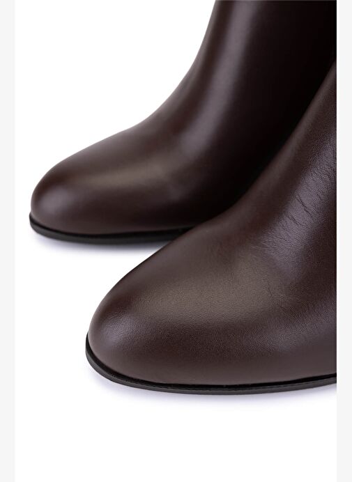 Tamer Tanca Kadın Hakiki Deri Kahverengi Topuklu Bot - Görsel 4