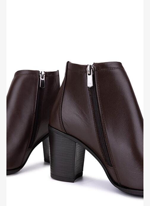 Tamer Tanca Kadın Hakiki Deri Kahverengi Topuklu Bot - Görsel 6