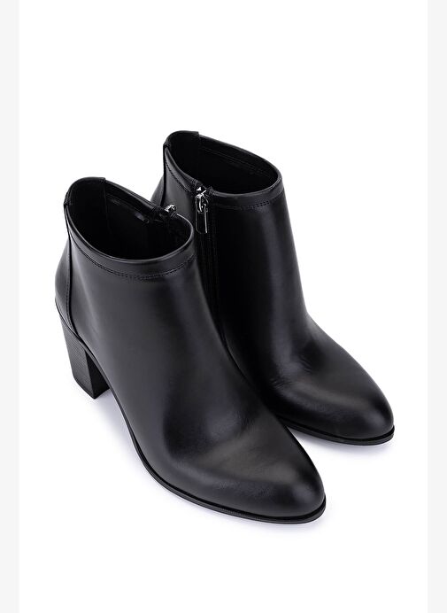Tamer Tanca Kadın Hakiki Deri Siyah Deri Topuklu Bot - Görsel 3