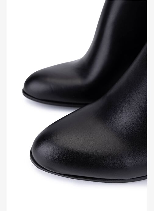Tamer Tanca Kadın Hakiki Deri Siyah Deri Topuklu Bot - Görsel 4