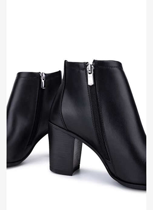 Tamer Tanca Kadın Hakiki Deri Siyah Deri Topuklu Bot - Görsel 6