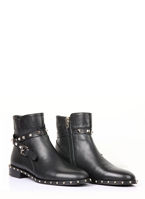 Nemesis Gerçek Deri Kadın Fermuarlı Bot Siyah - Görsel 6
