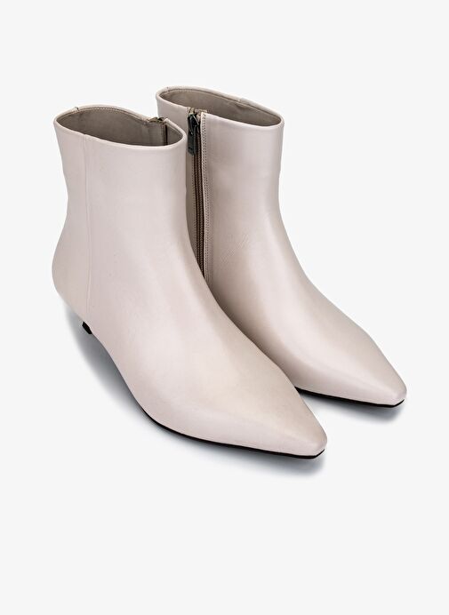 Valmenti Kadın Hakiki Deri Bej Topuklu Bot - Görsel 3