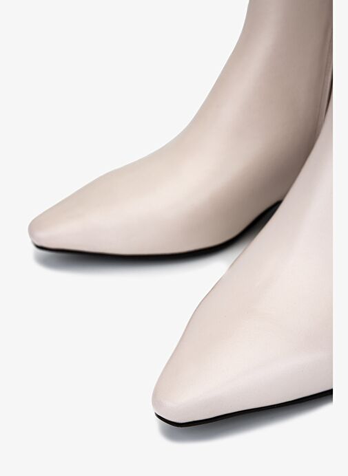 Valmenti Kadın Hakiki Deri Bej Topuklu Bot - Görsel 4