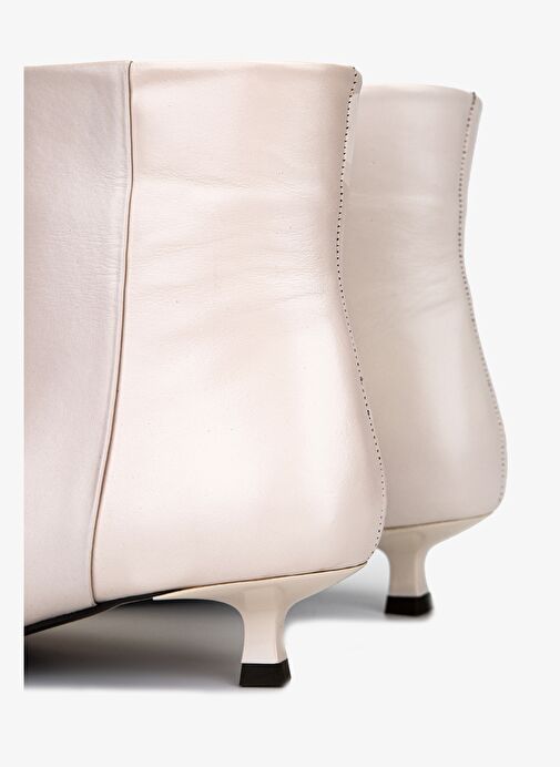 Valmenti Kadın Hakiki Deri Bej Topuklu Bot - Görsel 5