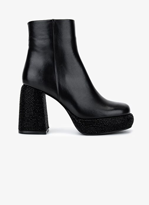 Valmenti Kadın Hakiki Deri Siyah Deri Topuklu Bot - Görsel 2