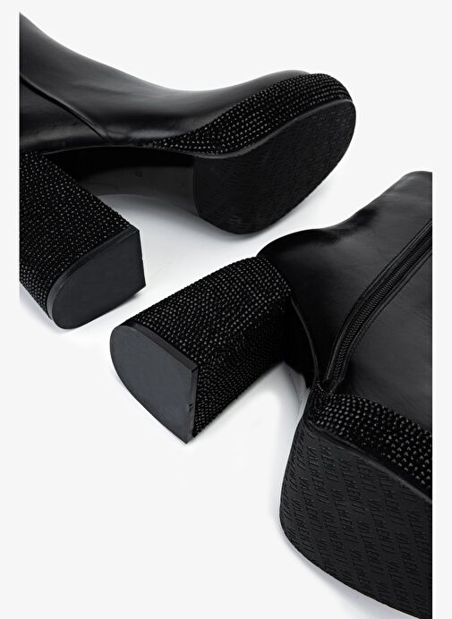 Valmenti Kadın Hakiki Deri Siyah Deri Topuklu Bot - Görsel 6