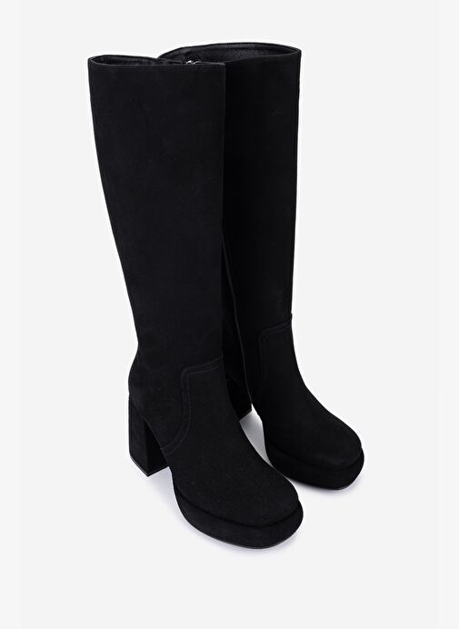 Valmenti Kadın Hakiki Deri Siyah Topuklu Çizme - Görsel 3