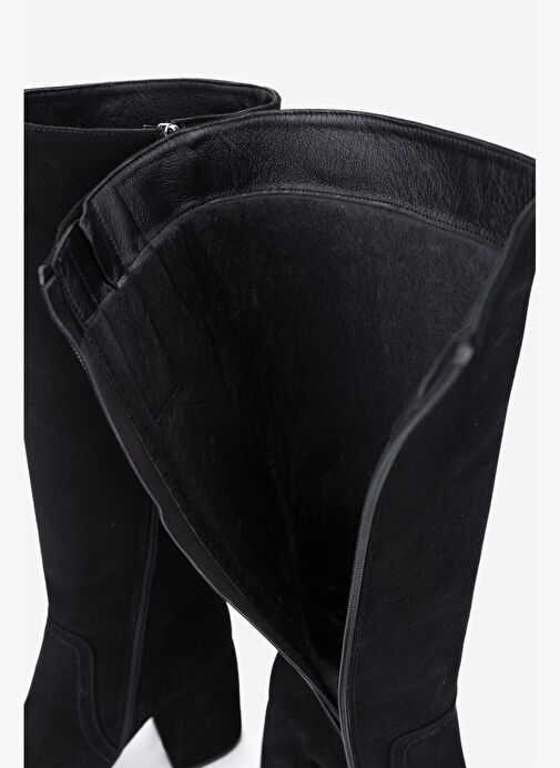 Valmenti Kadın Hakiki Deri Siyah Topuklu Çizme - Görsel 6
