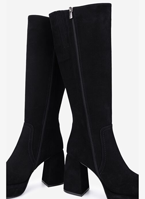 Valmenti Kadın Hakiki Deri Siyah Topuklu Çizme - Görsel 7