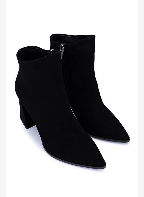Tamer Tanca Kadın Hakiki Deri Siyah Süet Topuklu Bot - Görsel 3
