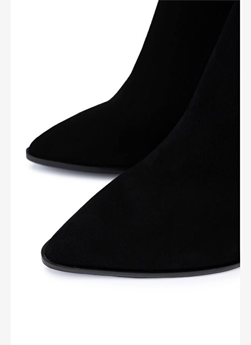 Tamer Tanca Kadın Hakiki Deri Siyah Süet Topuklu Bot - Görsel 4