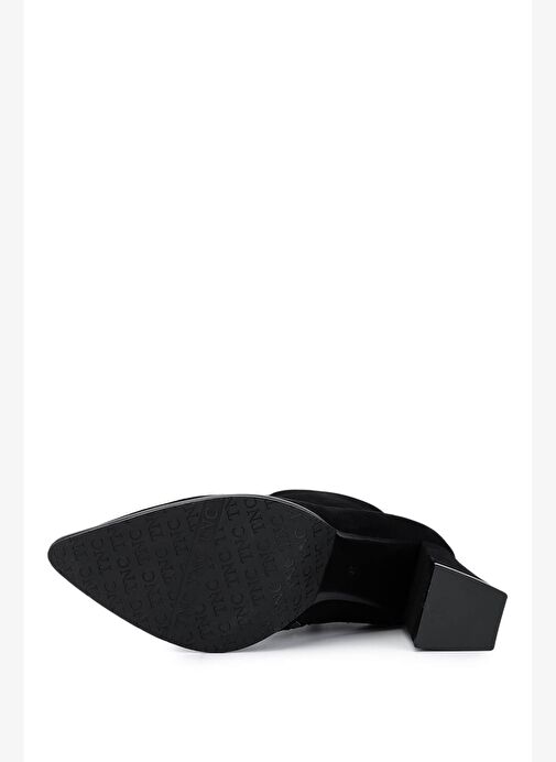 Tamer Tanca Kadın Hakiki Deri Siyah Süet Topuklu Bot - Görsel 5