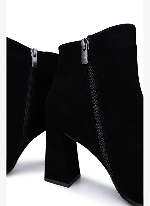 Tamer Tanca Kadın Hakiki Deri Siyah Süet Topuklu Bot - Görsel 6