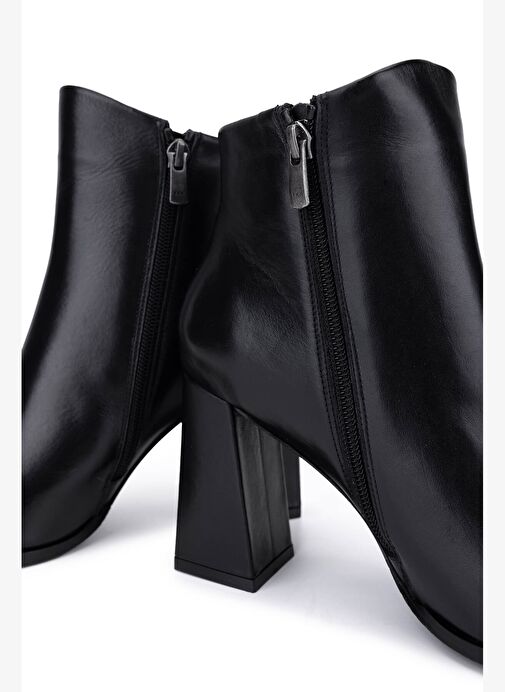 Tamer Tanca Kadın Hakiki Deri Siyah Topuklu Bot - Görsel 5