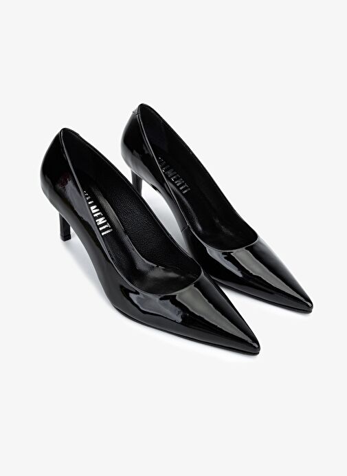 Valmenti Kadın Hakiki Deri Siyah Rugan Topuklu Ayakkabı - Görsel 3