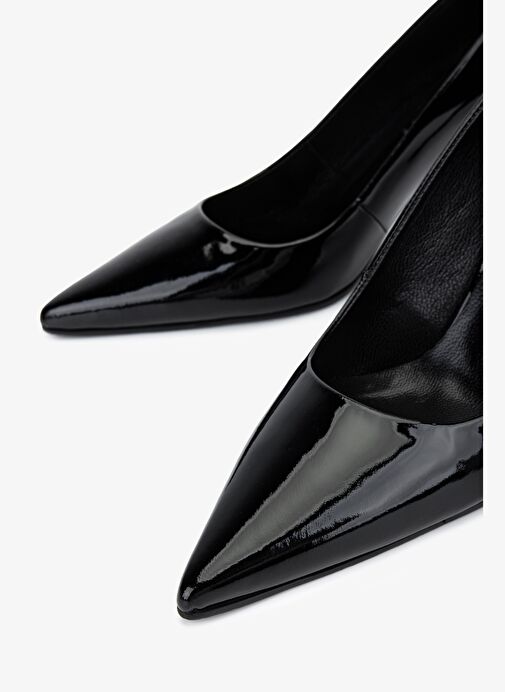 Valmenti Kadın Hakiki Deri Siyah Rugan Topuklu Ayakkabı - Görsel 4