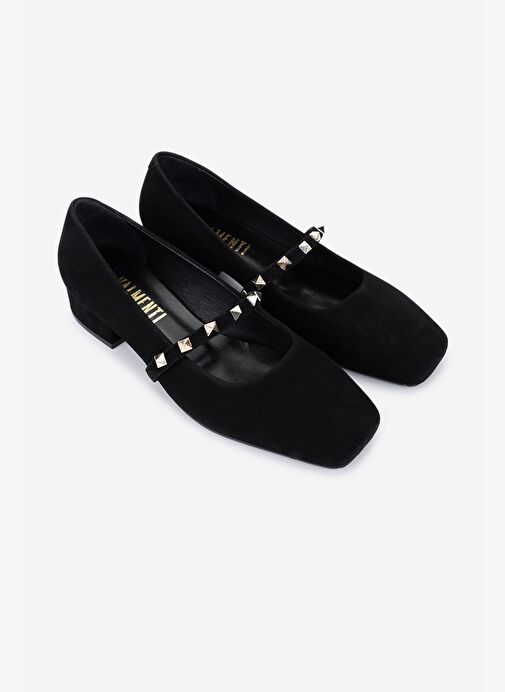 Valmenti Kadın Hakiki Deri Siyah Süet Topuklu Ayakkabı - Görsel 3