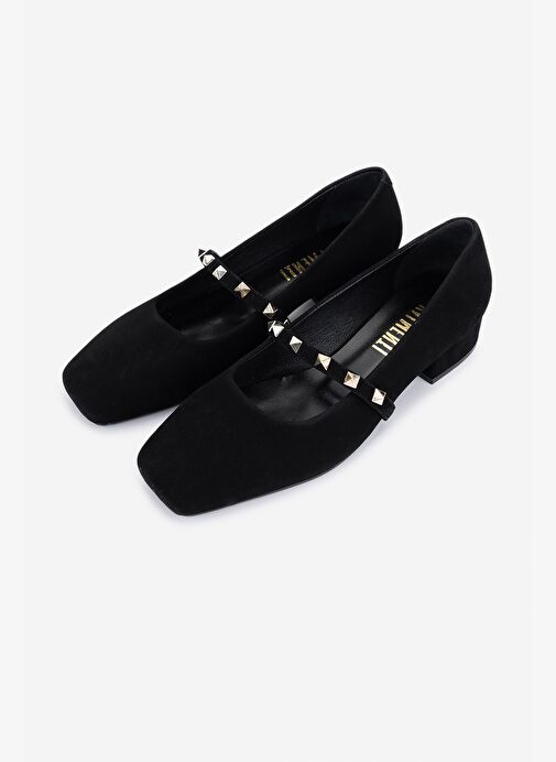 Valmenti Kadın Hakiki Deri Siyah Süet Topuklu Ayakkabı - Görsel 6