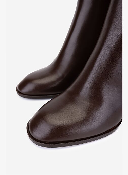 Valmenti Kadın Hakiki Deri Kahverengi Topuklu Bot - Görsel 4