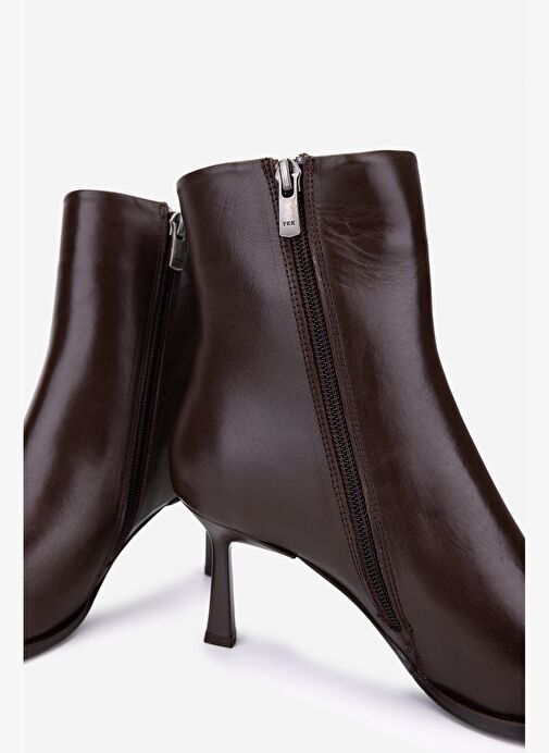 Valmenti Kadın Hakiki Deri Kahverengi Topuklu Bot - Görsel 5